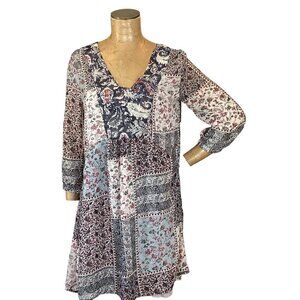 Simply Noelle Flowy Boho Pocket Dress w/ Slip  S/M(8-10) Blue Swim cover up 183M